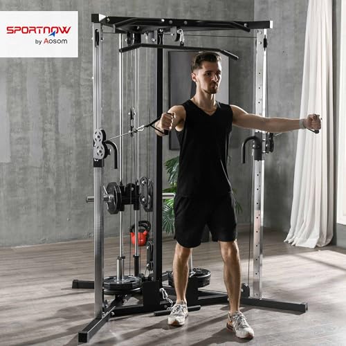 SPORTNOW Home Gym Machine, Multifunctional Gym Equipment with High and Low Pulleys, Pull Up Bar, 15-Position Adjustable Strength Training Workout Station for Full Body Fitness - Image 3