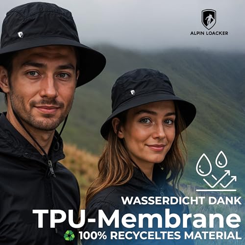 ALPIN LOACKER Wasserdichter Regenhut – Atmungsaktiver Outdoor Hut für Herren & Damen – Nachhaltiger Wanderhut aus 100% recyceltem Polyester – Perfekt für Camping, Trekking, Wandern & Alltag, S-M