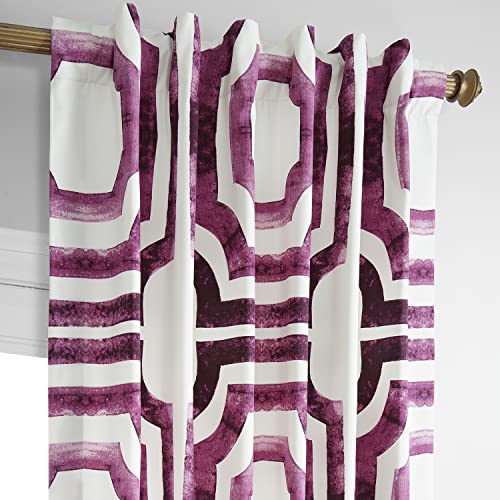 Image of HPD Half Price Drapes Geometric Printed Curtains 120 Inches Long Luxury Cotton Curtains (1 Panel) Room Darkening Window Curtains for Bedroom & Living Room, 50W x 120L, Mecca Geometric Pink