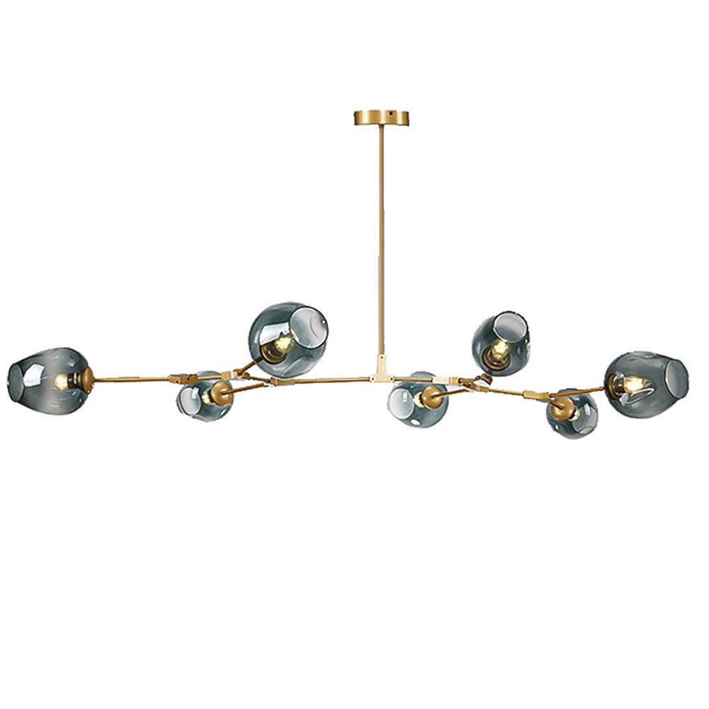 Molecular Chandelier,Erqi Lamp Holder Northern Europe Glass Bubble Ball Chandelier,Artificial Satellite Industrial Chandelier,Creative Iron Art Lamp,Adjustable Metal Arm Dining-Gradient blue 7 head of