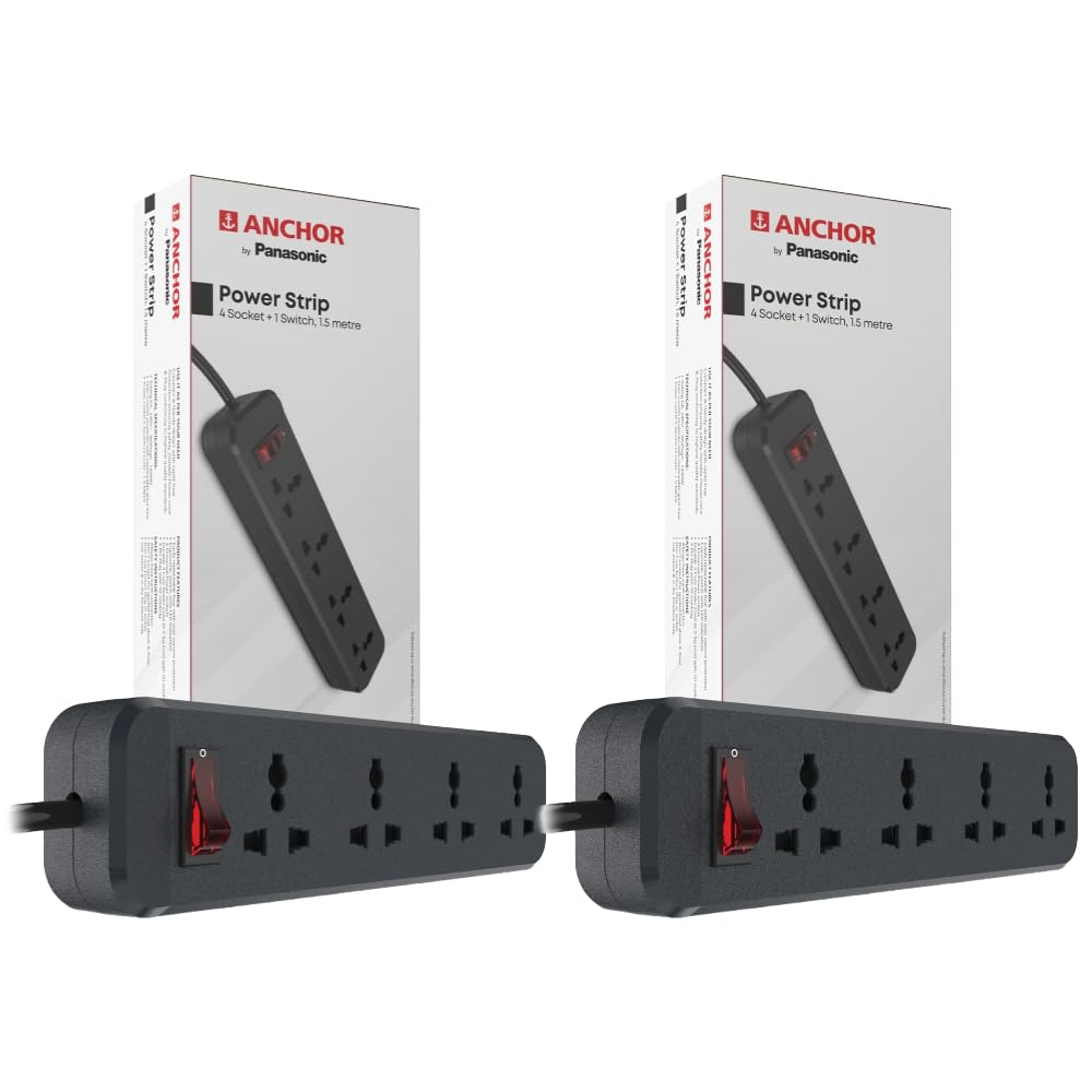 ANCHOR By Panasonic Powerstrip with 4 Sockets, 1 ON/Off Switch, 1.5 Metre, 6A, 240V AC, Pack of 2-image-20
