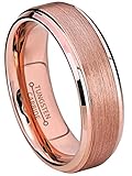 Jewelry Avalanche 6mm Brushed Finish Rose Gold Plated Comfort Fit Tungsten Carbide Wedding Ring, Engagement Ring, Stepped Edge Anniversary Ring - s7