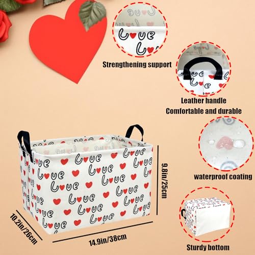 Image of Cute Heart Valentine's Day Basket for gifts empty Storage Basket for Kid and Baby Room Decor (Love Red Heart)