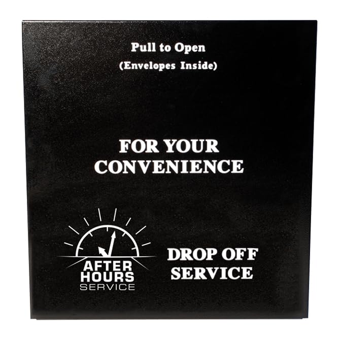 Professional Grade Night Drop Box – Heavy Duty Steel After Hours Box with Self-Closing Hydraulic Arm, Weather-Resistant Construction - Front (17-5/8"