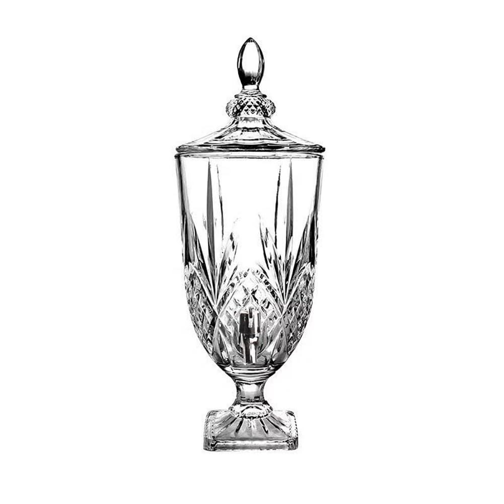 MYUYEE 3L Glass Drink Dispenser, Goblet Shaped Glass Beverage Glasses Water Dispensers With Pc Spigot, Transparent Laundry Detergent Dispensers, Artistic Cold Drink Dispenser Fo(F)