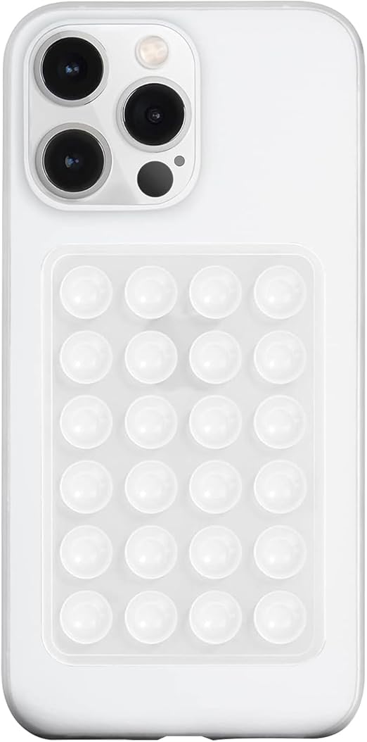Silicone Suction Phone Case Mount, Silicon Adhesive Phone Accessory for Smartphones, Hands-Free Mirror Shower Phone Holder for Selfies, Tiktok Videos (Translucent)