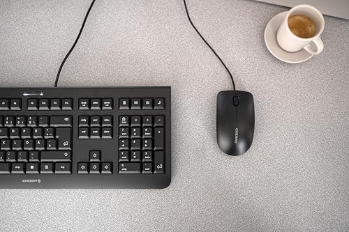 CHERRY MC 1000, Kabelgebundene Office-Maus, Optischer Sensor (1.200 dpi), 3 Tasten, Symmetrisches Design für Links- & Rechtshänder, GS-Zertifizierung, Schwarz – Bild 3