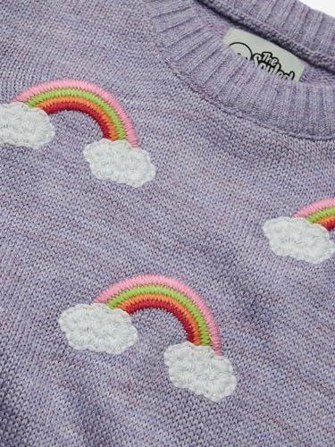 Image of The Souled Store Cosmic Sky Girls Crew Neck Long Sleeve Purple Embroidered Regular Fit Sweaters Girls Knit Sweaters for Kids' Children's Pullover Cable Cardigan Wool Printed Winter Wear Comfortable