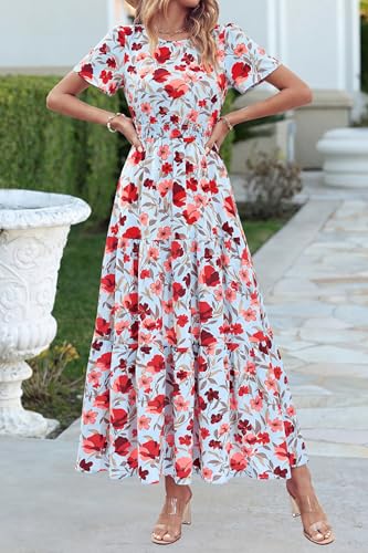 Image of PRETTYGARDEN Women's Casual Smocked Boho Floral A-Line Maxi Dress 2026