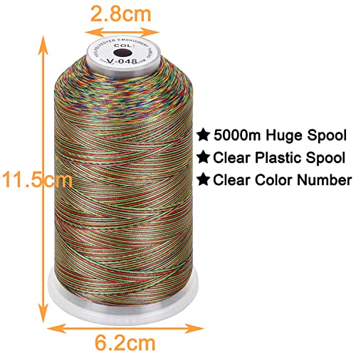 Image of New brothread - Single Huge Spool 5000M Each Polyester Embroidery Machine Thread 40WT for Commercial and Domestic Machines - Variegated Color