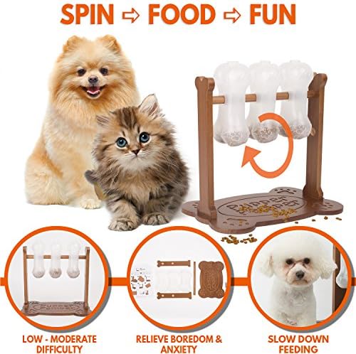 Interactive Dog Food Puzzle Toy - Treat Dispensing Dogs Slow Feeder - Indoor Boredom Stress Relief Smart Dog Game for Smart Training - Refillable Tricky IQ Feeding Game (Small, Brown)