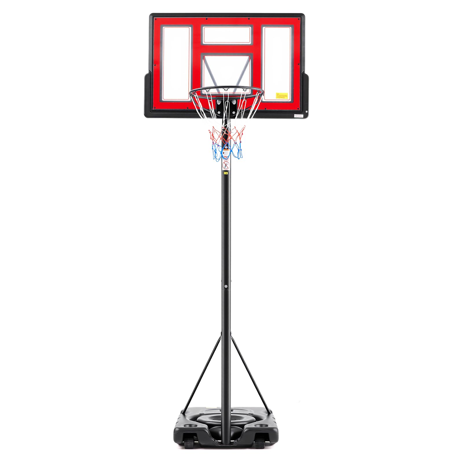 Sweetcrispy Portable Basketball Hoop Outdoor 6.1-10FT Adjustable Height, 44 Inch Shatterproof Backboard/Shock Absorbent Rim, Fillable Base, 2 Wheels