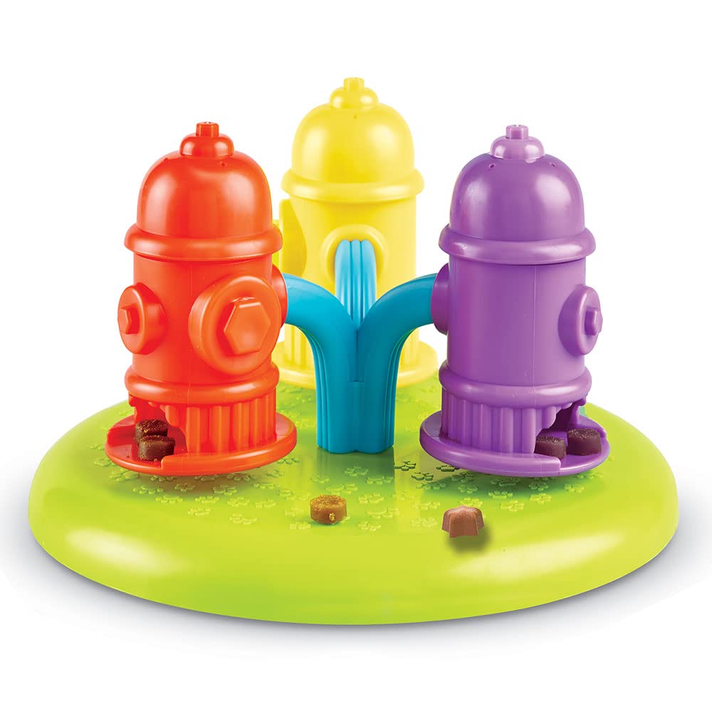 BrightKins Puzzle Distributeur de friandises en Forme de bouches d’Incendie tournantes pour Animaux de Compagnie, Jouets interactifs pour Chiens, Jeu interactif d’Alimentation Lente, 3 Niveaux