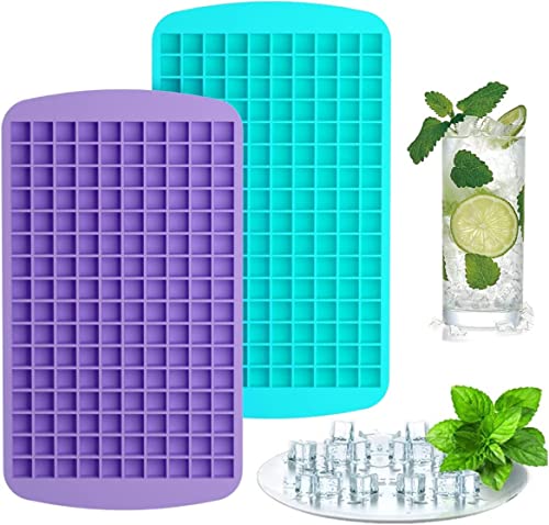BAREPEPE Mini bandejas de silicona para cubitos de hielo de 160 cavidades, 1 paquete de 160 moldes pequeños para cubitos de hielo, más fáciles de liberar, hielo triturado para enfriar bebidas, whisky