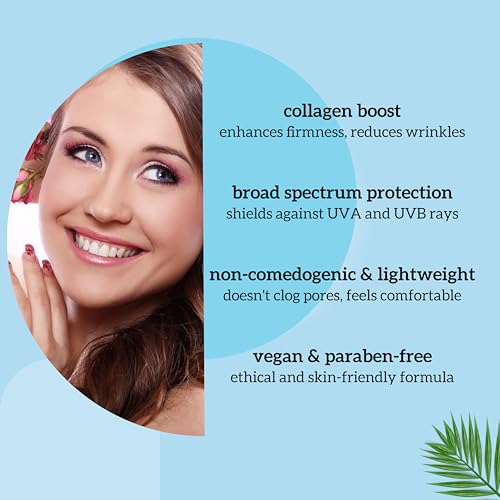 Image of inatur Collagen Sunscreen + Moisturizer SPF 30 PA++++ | Anti-Aging Sunscreen for Face | Broad Spectrum UV Protection | Hydrating & Lightweight | No White Cast | Moisturizer for Dry Skin | 50ml