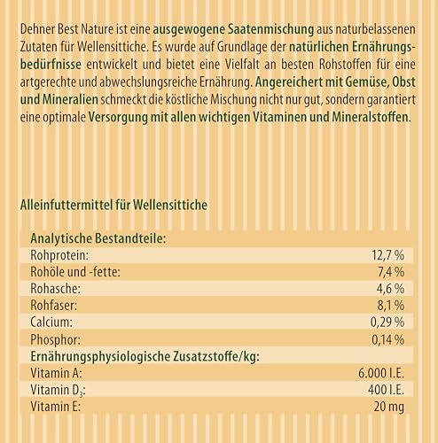 Dehner Best Nature Vogelfutter, Wellensittichfutter, 2.5 kg