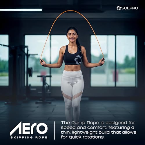 Image of Solpro Aero Adjustable Jump Rope Skipping Rope for men, women, kids, boys, girls | Unisex, Tangle-Free, Durable, Ideal for fitness, cardio, agility & home workouts