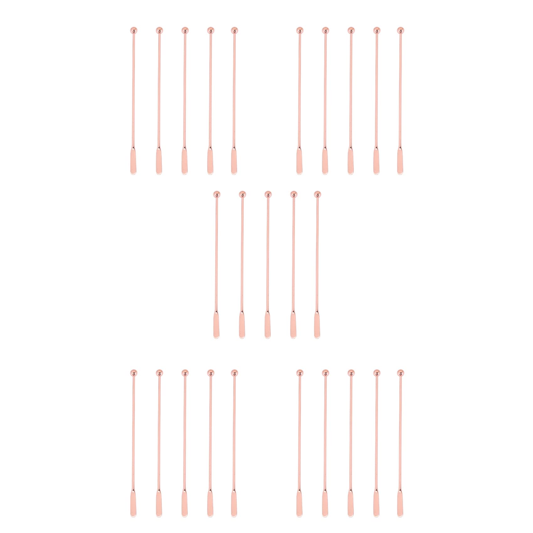 Jnchdghwa Rose Gold 25Pcs Stainless Steel Stirrer Beverage Stirrers Stir Cocktail Swizzle Stick-Straight Bar,19Cm