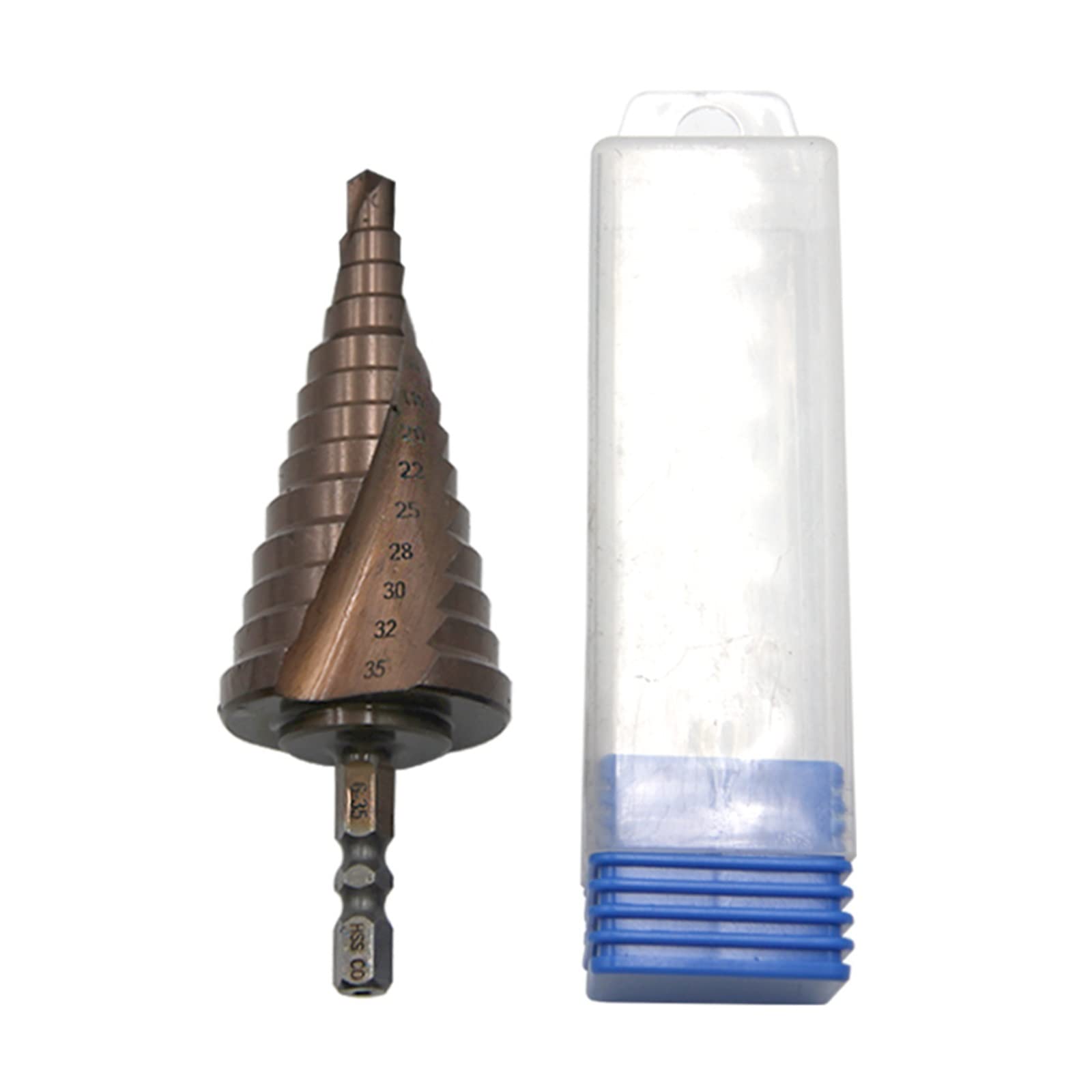 4-12/4-20/4-32/6-24/6-35mm M35 kobaltowe wiertło stopniowe HSS ze stali szybkotnącej stożkowe metalowe wiertła zestaw narzędzi (Color : Brown, Size : 6-35 Spiral 1pcs)