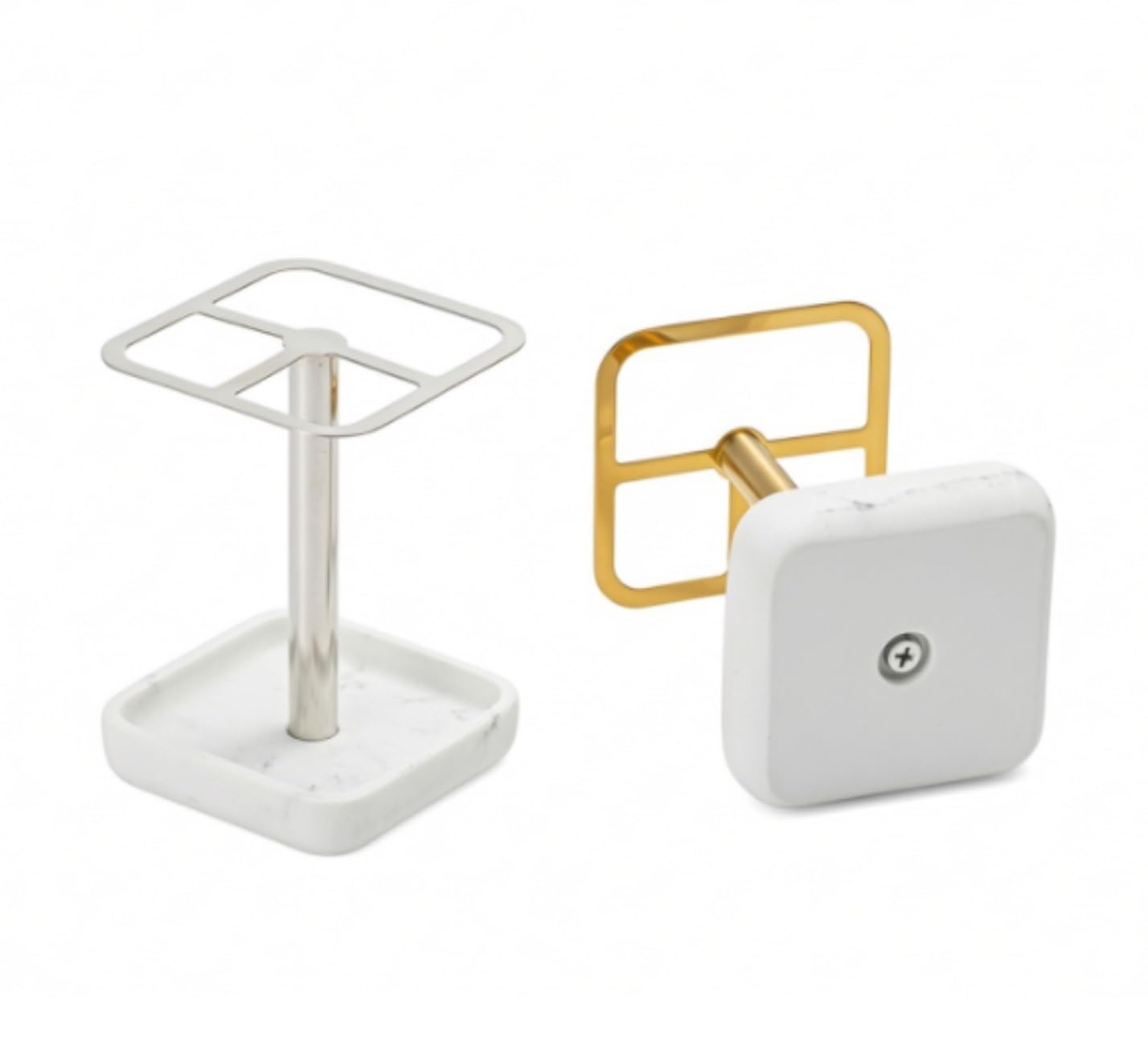 Bagno Porta Portaspazzolino in Acciaio Inossidabile Portaoggetti for Dentifricio da Bagno Spazzolino Accessori(Blue,Silver)