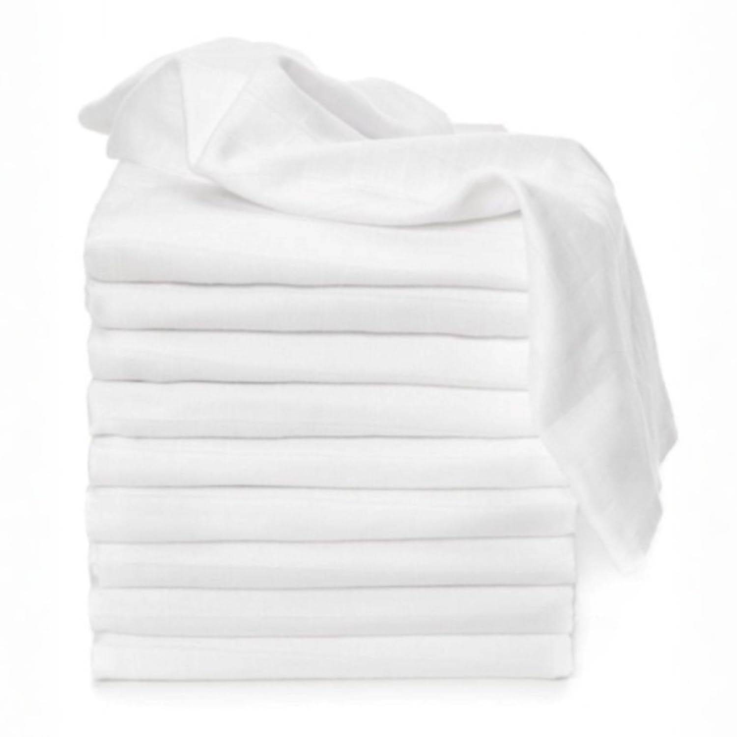 ANDER 10er Set Spucktücher Baby aus 100% Baumwolle LUX – Weiche und Saugfähige Stoffwindeln 70x80 cm – Weiße Tücher zum Stillen und Pflegen – Wiederverwendbar und Sanft zur Haut