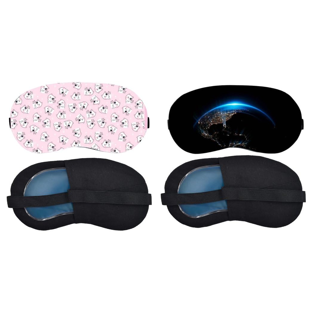 Aoxeria Pink Mini Unicorn Pattern, Blue Earth Horizon Sleeping Mask Combo, Soft Comfortable Light-Blocking Eye Cover for Women, Men & Kids, Reusable Blindfold for Night Sleep, Nap, Travel (Pack of 2)-image-40