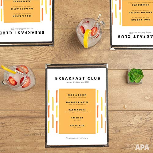 Image of Ilyapa 60 Pack of Restaurant Menu Covers 8.5 x 11 - Single Page Cover, 2 View Sleeves - Restaurant Plastic Menu Holder - Fits 8.5 x 11 Inch Paper