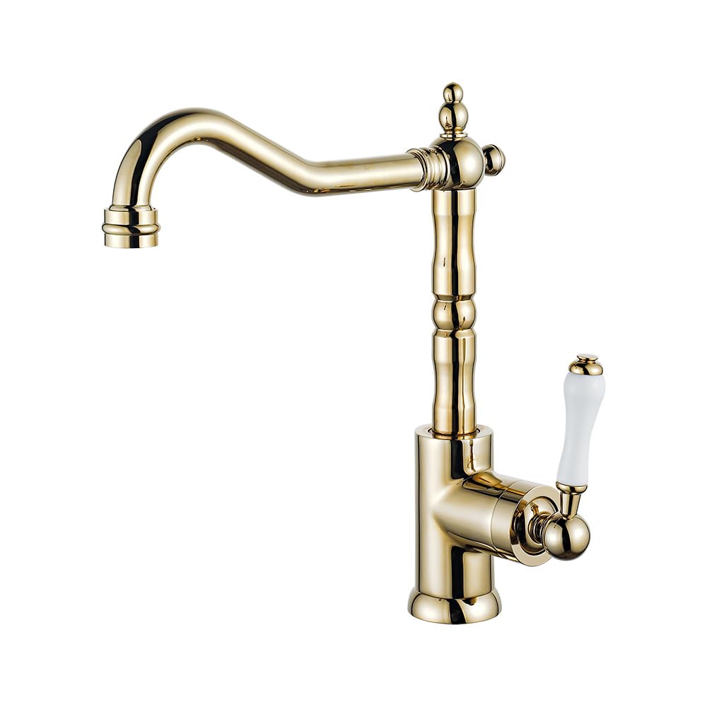 Water Kitchen Tap Golden Faucet 360 Degree Rotating Above Counter Basin