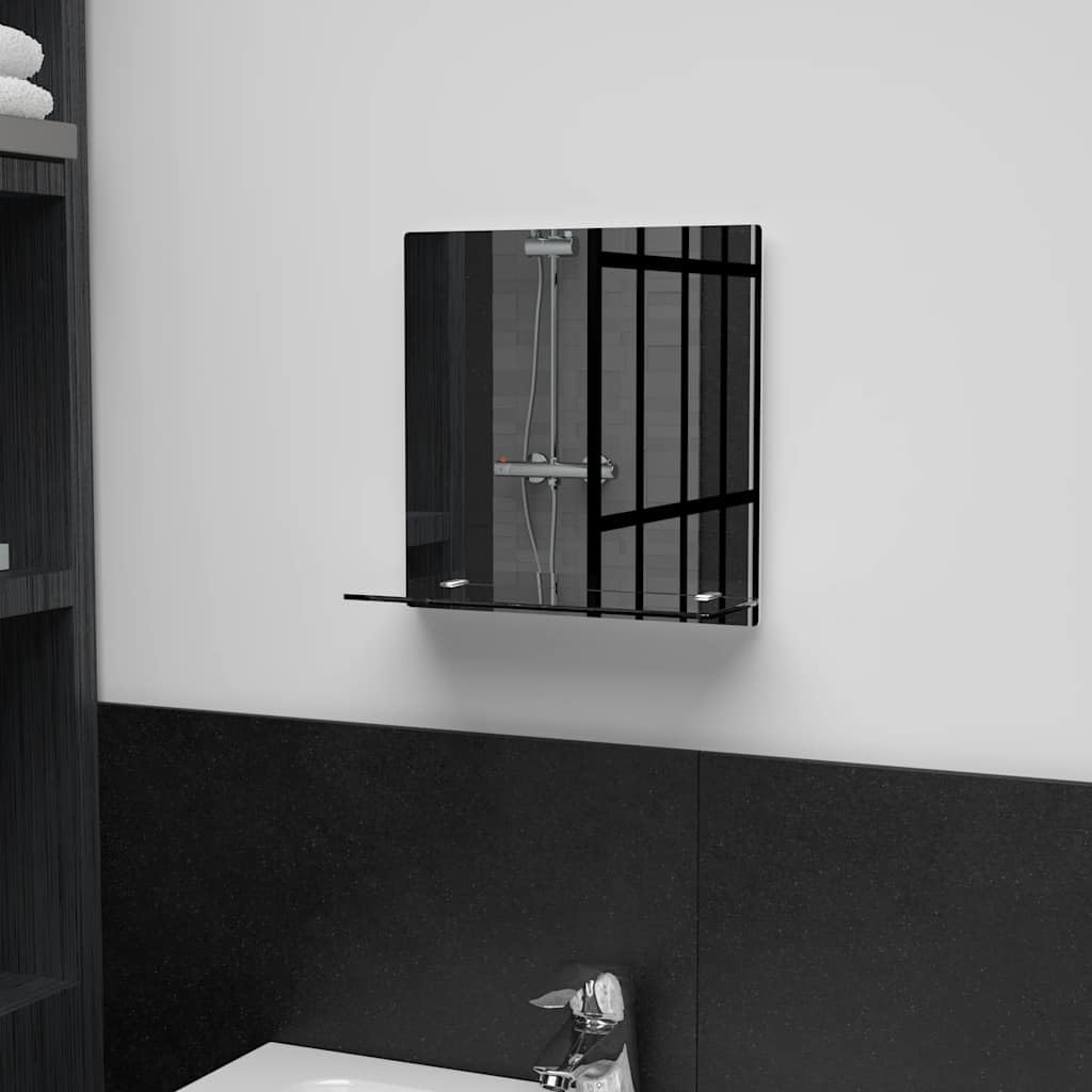 Wandspiegel mit Regal aus gehärtetem Glas 30×30 cm, Badspiegel mit Ablage 30×10 cm, Dekorationsspiegel für Badezimmer, Schlafzimmer, Flur, Wohnzimmer, Garderobe, Styling und Rasur