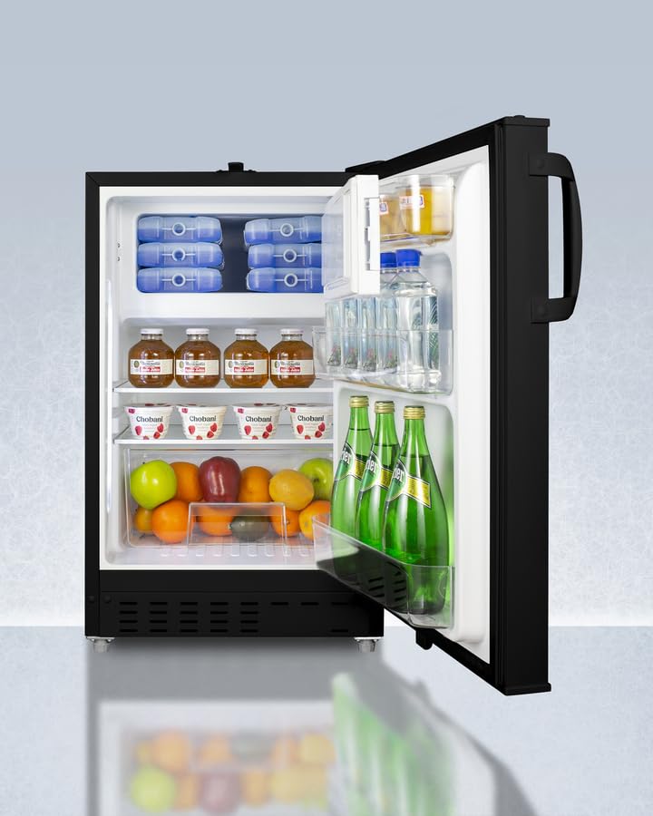 ACCUCOLD 20" Refrigerator - Freezer, Built-in, Undercounter, Breakroom, General Purpose, 2.68 cu.ft. Capacity, ADA Compliant, Black - ADA302BRFZLHD (Left Handed Door Swing) | Fridge.com
