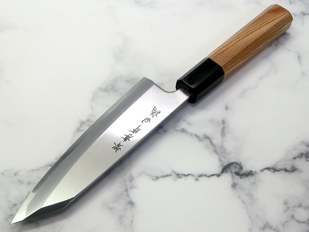 Amazon | 堺孝行 特上白二鋼 切付出刃150 黒水牛欅八角柄 | 堺孝行