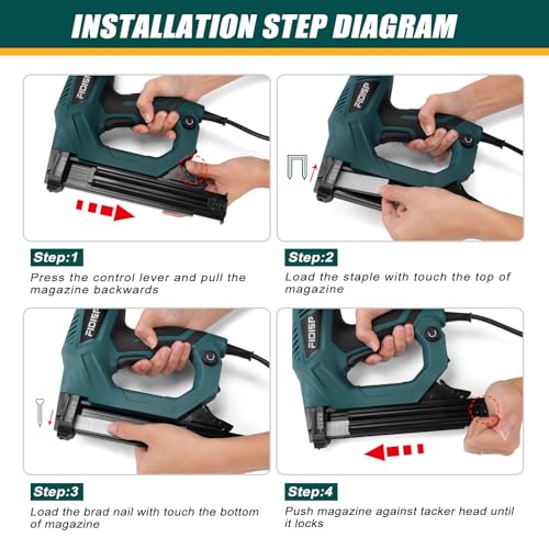 Image of FIDISP Electric Nail Gun 18 Gauge, Heavy-Duty 2 in 1 Brad Nailer & Staple Gun -120V, Includes 2000 Pcs Brad Nails + Crown Staples for Carpentry, Upholstery, DIY