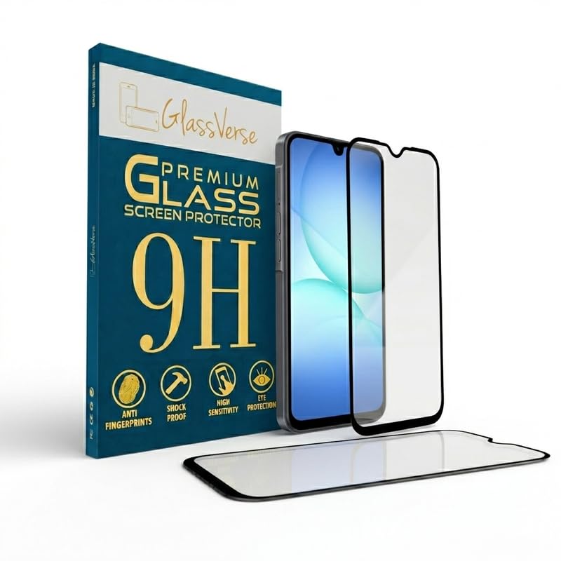 Image of GlassVerse PureView Tempered Glass for Samsung Galaxy A17 5G | Crystal Clear, 9H Hardness Screen Protector, Edge to Edge, Case Friendly, Hassle-less Installation Kit Included. (Pack of 2)