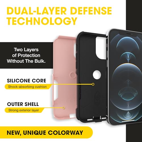 Image of OtterBox iPhone 12 & 12 Pro - Commuter Series Slim Case - Pink & Black | 3X Military Drop Protection - Dual-Layer Design - Pocket-Friendly - Raised Edges - Port Covers