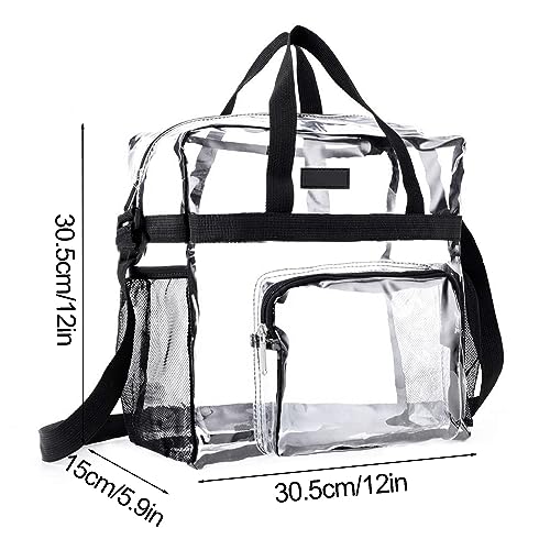 Dafencar Transparente Tasche mit Reißverschluss, 30 x 30 x 15cm Tasche Transparent Groß, Taschen Transparent, Transparente Bib Tasche, Durchsichtige Taschen
