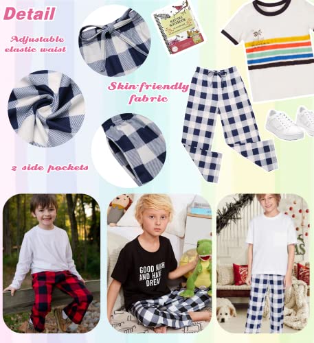 Ekouaer Boys Pajama Pants Long Sleep Pants Soft Elastic Waist Pajama Bottoms Plaid Lounge Pants With 2 Pockets #TOP3