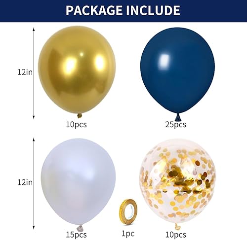 Miniatura 2 de Gold Blue White Balloons and Gold Confetti Balloons for Baby Shower Birthday Wedding Christmas New Year Party Decoration