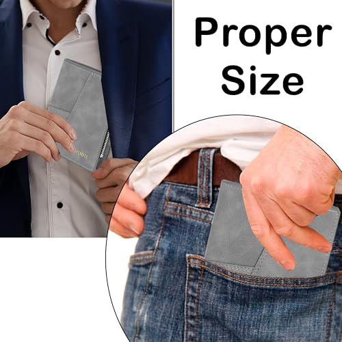 Storite Men's PU Leather RFID Blocking Credit Card Holder Money Wallet Zipper Coin Purse (Grey, 11.8 x 9.6 x 1.5 cm) 7 51rHOPTJiPL