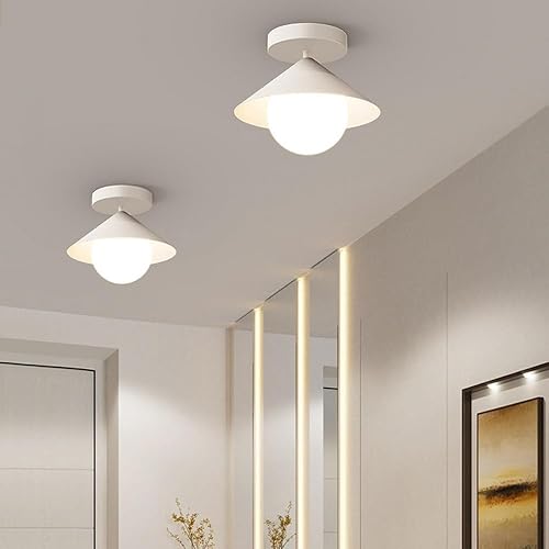 Miniatura 6 de Modern Minimalist Semi Flush Mount Ceiling Light with Acrylic Globe Shade Close to Ceiling Lamp Socket for Bedroom Living Room Hallway
