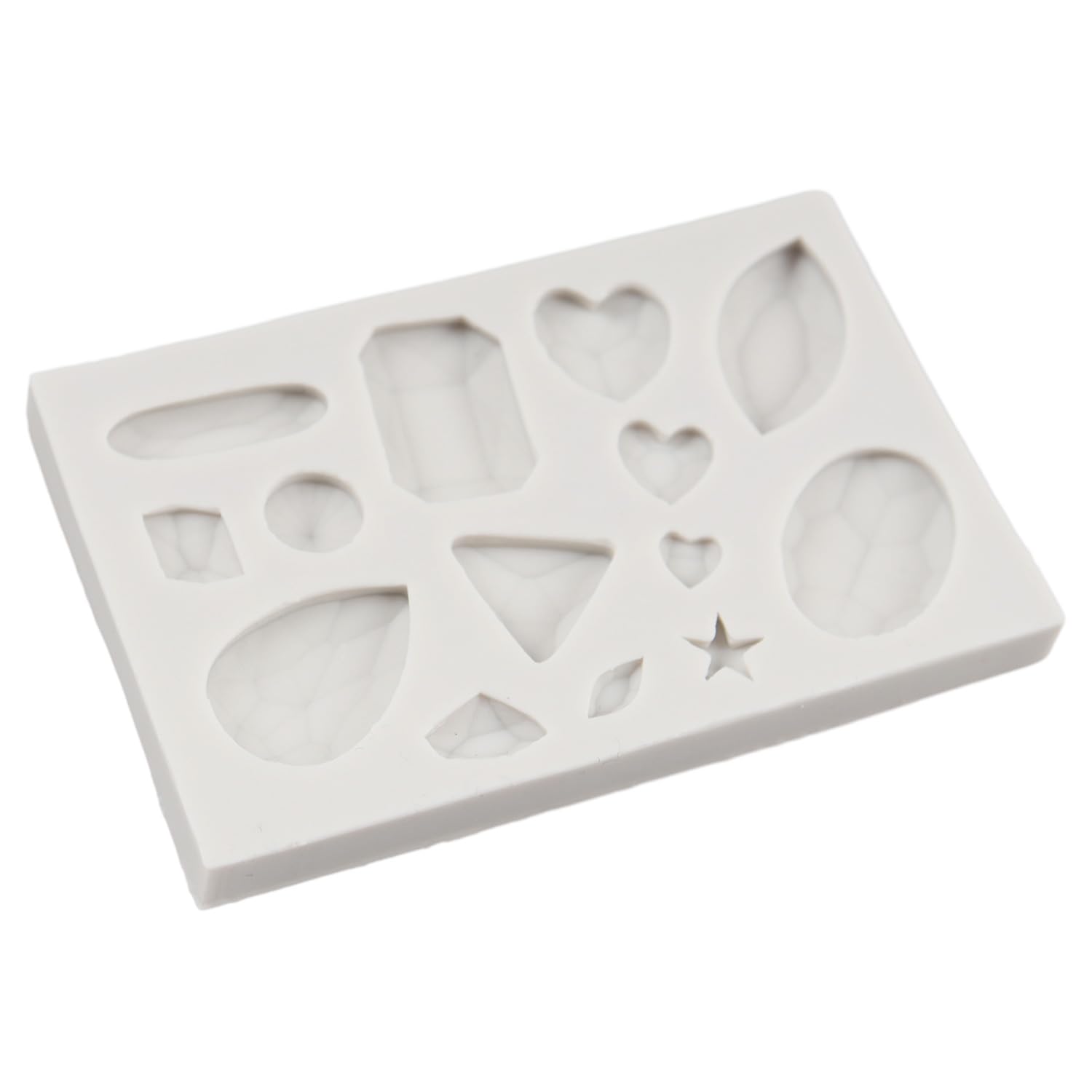 Gems - Juego de 4 moldes de silicona para fondant con forma de diamante para decoración de pasteles, cupcakes, chocolate, caramelos, arcilla polimérica, pasta de goma