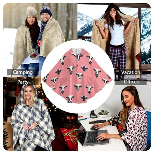 Couverture à capuche idée cadeau pull plaid imprimé vache Novastar - 6