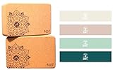 Premium Portuguese Cork Yoga Blocks Plus Resistance Bands| Eco-Friendly, Non-Slip, Supportive | Odorless and Moisture-Proof | Better Support, Balance & Comfort | Best Stability Prop for Hot Yoga Styles | Great for Travel | All Natural Cork Bricks for Yoga, Pilates, Stretching, Meditation, and Fitness | Best Fitness Bands | Booty Bands | Physical Therapy Bands