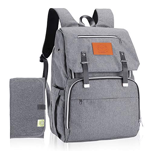 Diaper Bag Backpack for Mom and Dad - Large Travel Baby Bags - Multi-Functional Maternity Nappy Bag - Waterproof Durable Premium Oxford Fabric - Diaper Changing Mat Included (Classic Gray)
