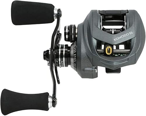 Okuma Komodo SS - Cebo de perfil bajo de gran capacidad, KDS-364LX (mano izquierda), 150 yds-20 libras, mango de paleta