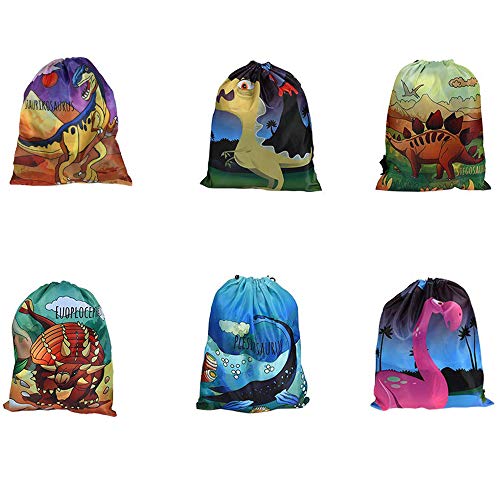 6 Piezas Dinosaur Drawstring Pocket Bolsa de Dinosaurios Fiesta de Cumpleaños Mochilas