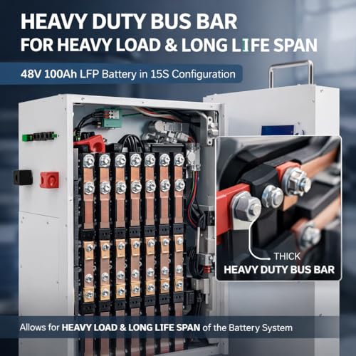 Image of MuscleGrid 48V 100Ah LiFePO4 Battery (15 Cells) with Smart BMS & Active Balancer | RS485 & CAN Communication | 50 Years Life | 5 Year Warranty