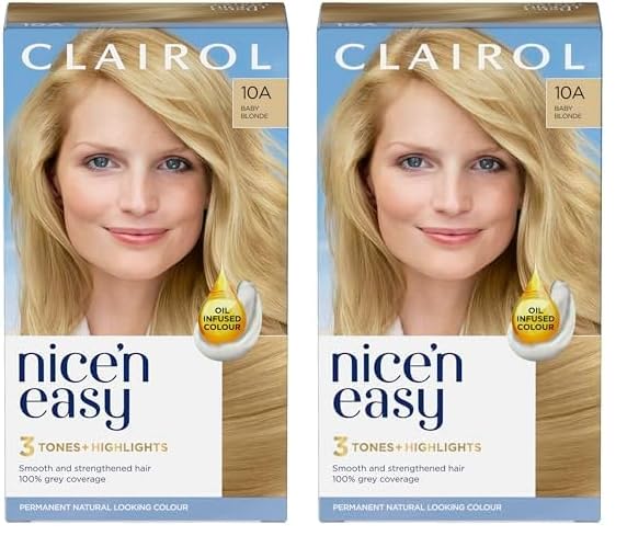 Nice'n Easy Crème Permanent Hair Dye, 10A Baby Blonde, 260g (Pack of 2)