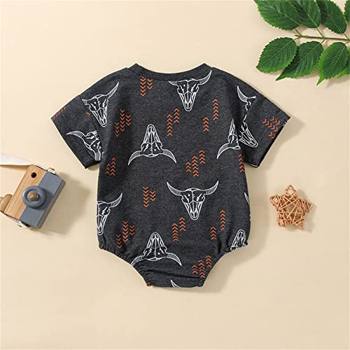 Kayotuas Western Baby Boy Girl Clothes Cow Print Bubble Romper Oversized Short Sleeve Tshirt Bodysuit Infant Summer Outfits3