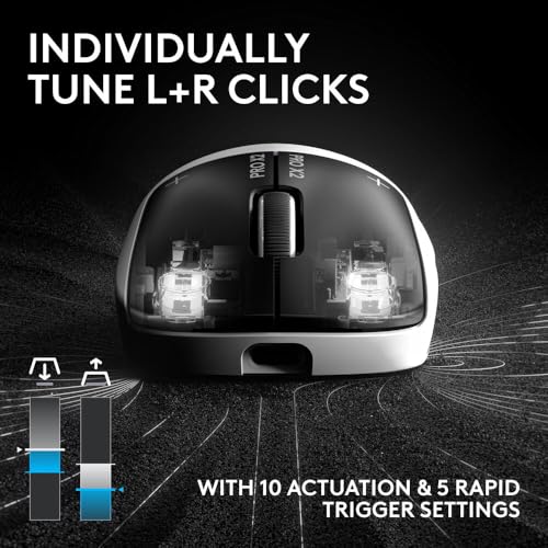 Image of Logitech PRO X2 SUPERSTRIKE Lightspeed Wireless Gaming Mouse with The Fastest Click in the World, Ultra Lightweight (61 g), Customizable Click Haptics, USB-C Charging, for PC /Mac /Laptop - White