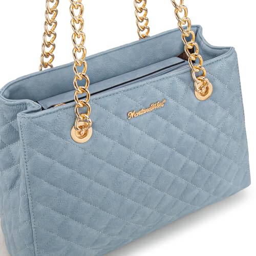 Image of Montana West MEDIUM Tote Bag for Women Quilted Chain Handbags Shoulder Purse
